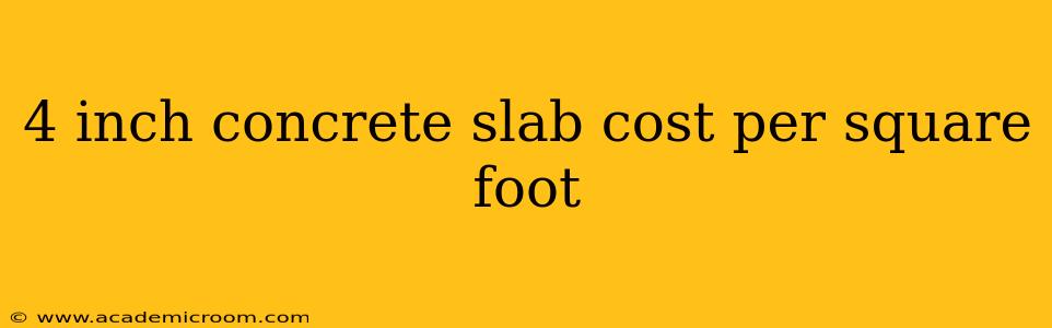 4 inch concrete slab cost per square foot