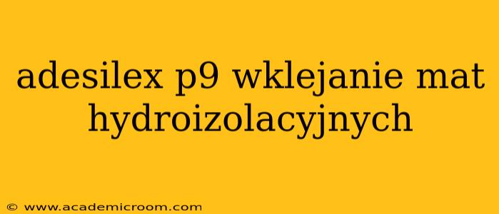 adesilex p9 wklejanie mat hydroizolacyjnych