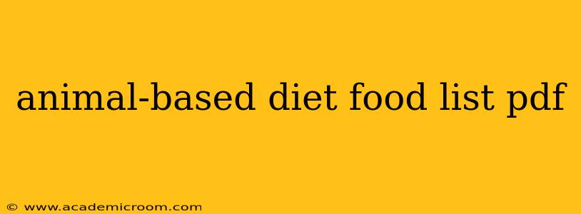 animal-based diet food list pdf