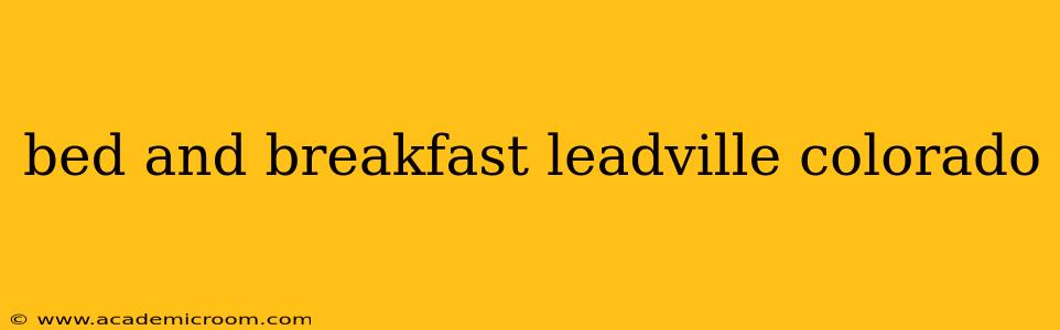 bed and breakfast leadville colorado