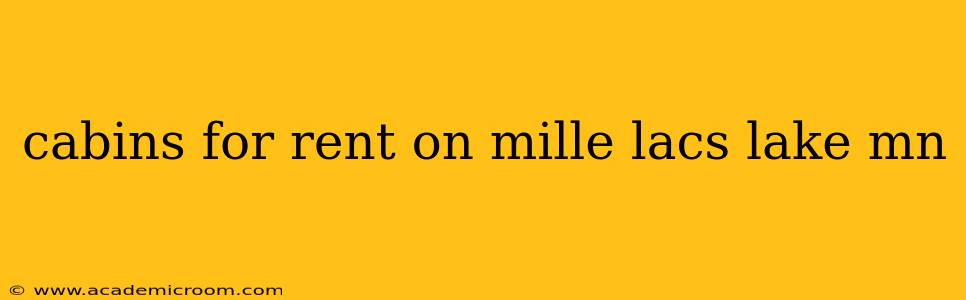 cabins for rent on mille lacs lake mn