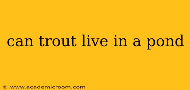 can trout live in a pond