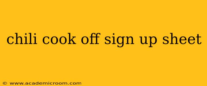 chili cook off sign up sheet