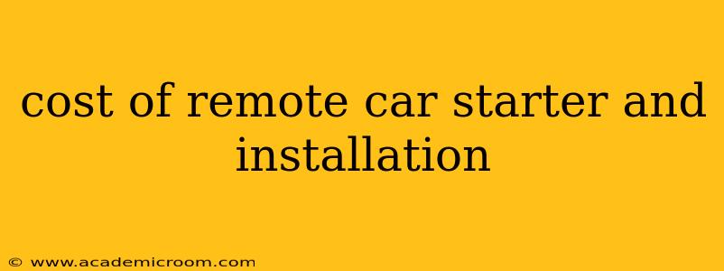 cost of remote car starter and installation