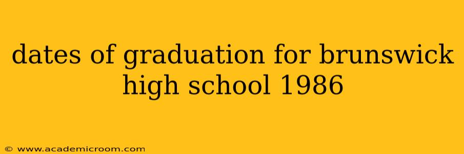 dates of graduation for brunswick high school 1986