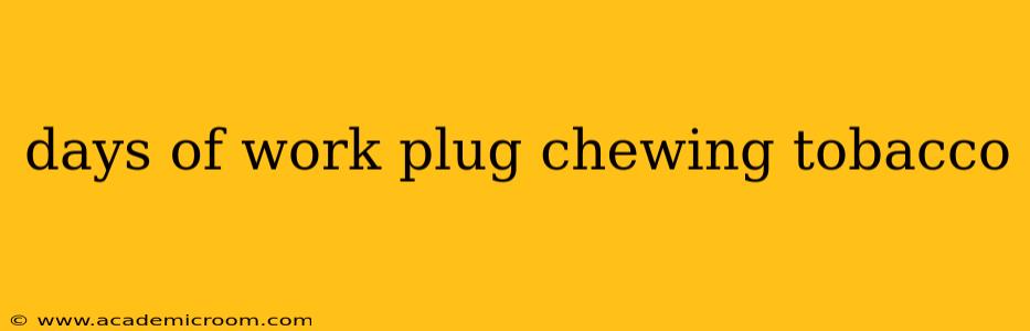 days of work plug chewing tobacco