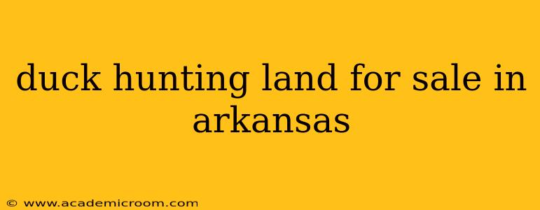 duck hunting land for sale in arkansas