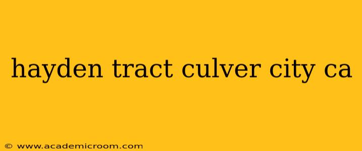 hayden tract culver city ca