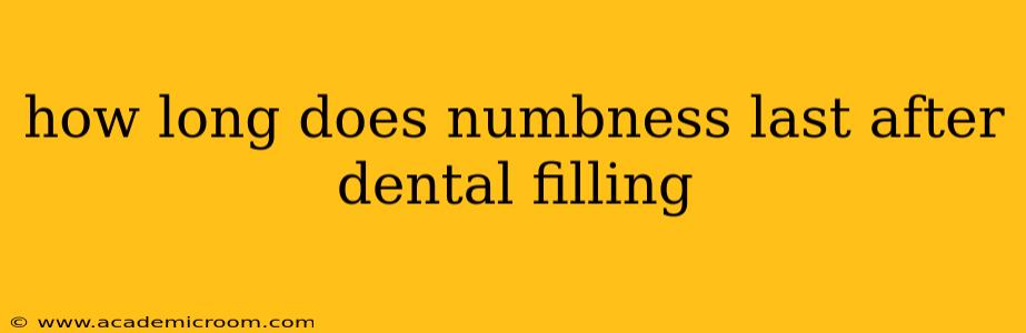how long does numbness last after dental filling