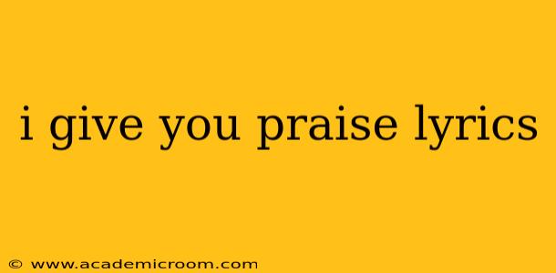 i give you praise lyrics