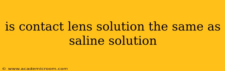 is contact lens solution the same as saline solution