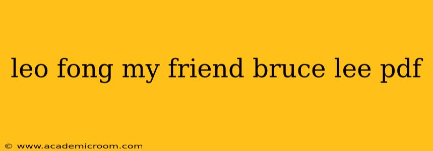 leo fong my friend bruce lee pdf