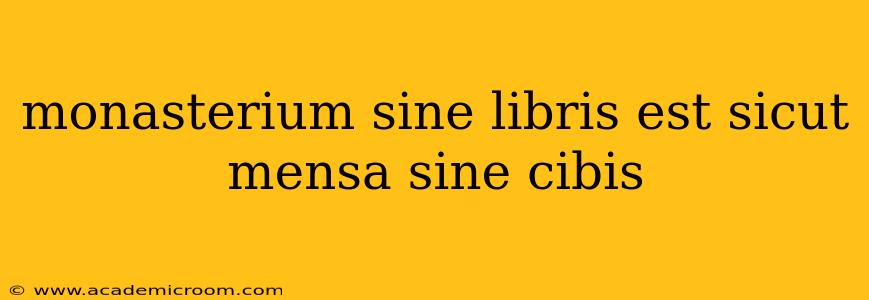 monasterium sine libris est sicut mensa sine cibis