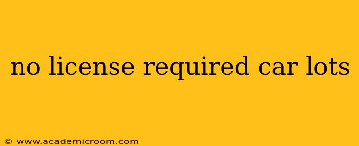 no license required car lots