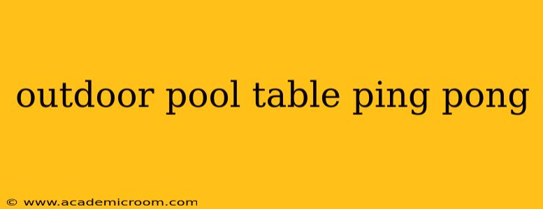 outdoor pool table ping pong