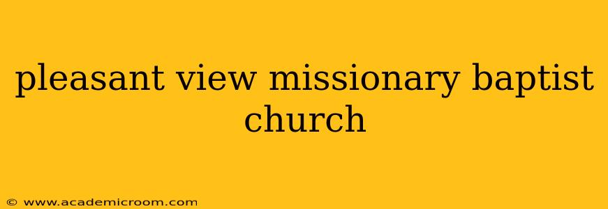 pleasant view missionary baptist church