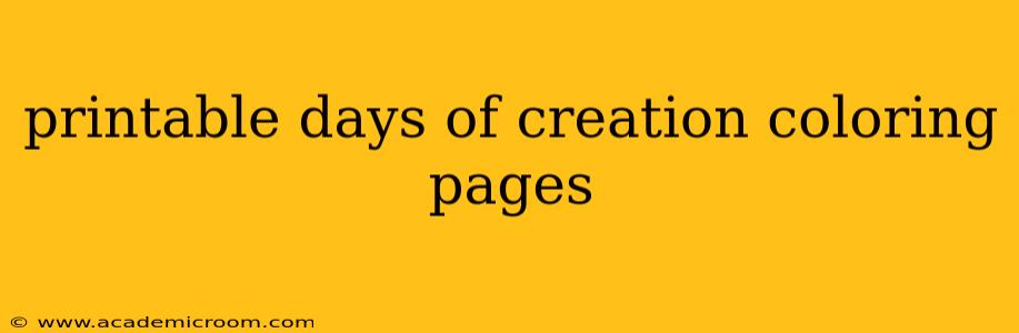 printable days of creation coloring pages