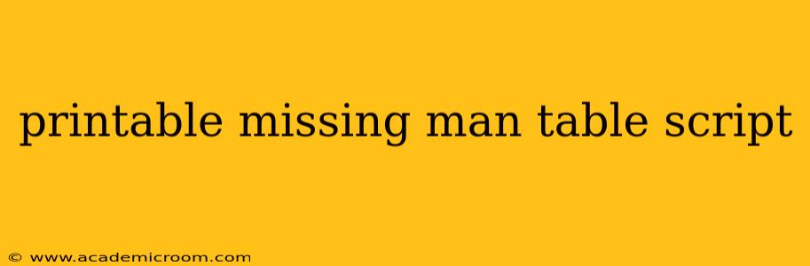 printable missing man table script