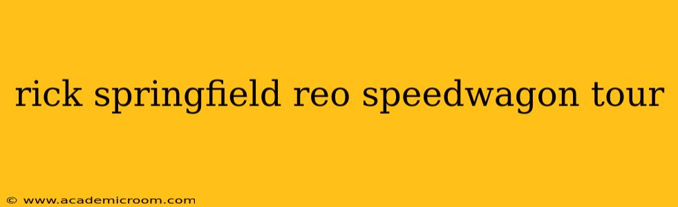 rick springfield reo speedwagon tour