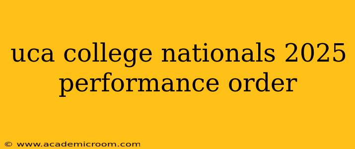 uca college nationals 2025 performance order