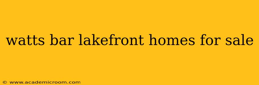watts bar lakefront homes for sale