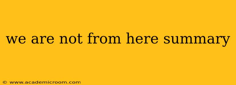 we are not from here summary