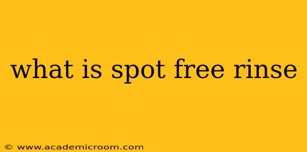 what is spot free rinse