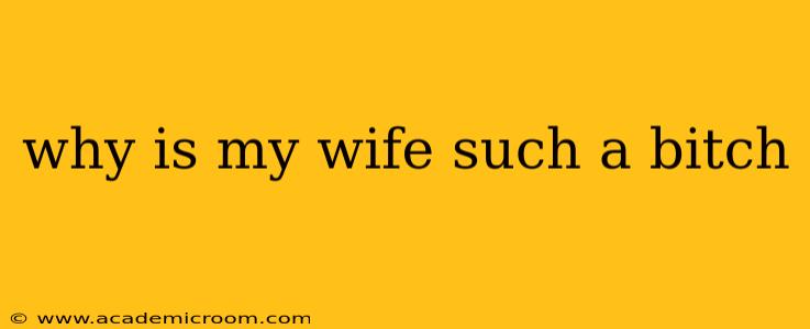 why is my wife such a bitch why is my wife such a bitch